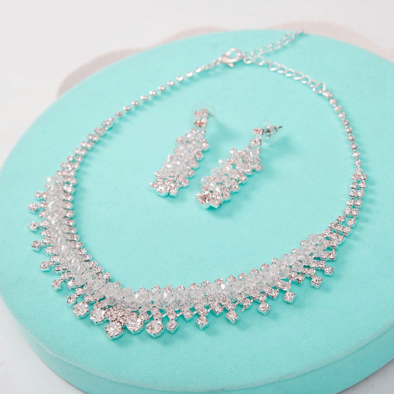 High Quality Fashion Wedding Jewelry Sets Crystal Bead Stud Earrings & Bridal Necklace