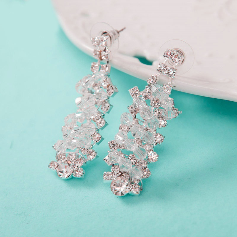 High Quality Fashion Wedding Jewelry Sets Crystal Bead Stud Earrings & Bridal Necklace
