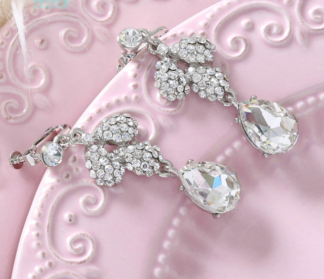 High Quality Fashion Wedding Jewelry Sets Crystal Flower Earrings & Bridal Pendant Necklace