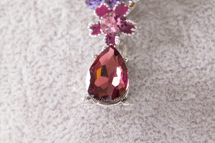 High Quality Fashion Wedding Jewelry Sets Flower Purple Crystal Earrings & Bridal Pendant Necklace