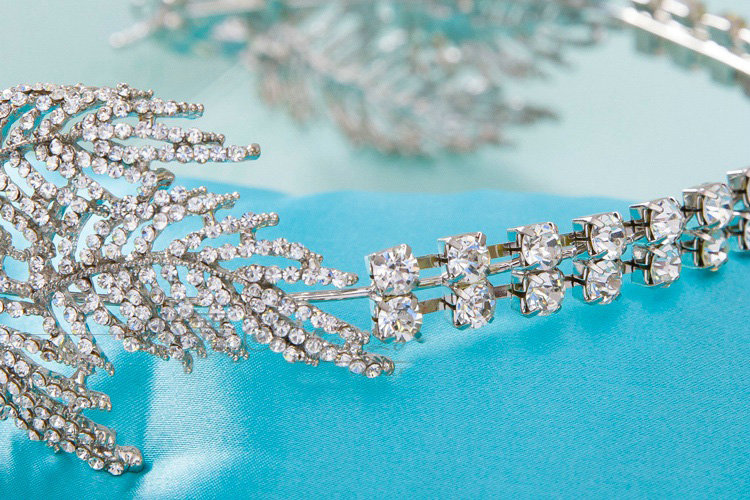 Luxury Antique Wedding Jewelry Leaf Crystal Tiaras Bridal Rhinestone Hair Hoop Accessories
