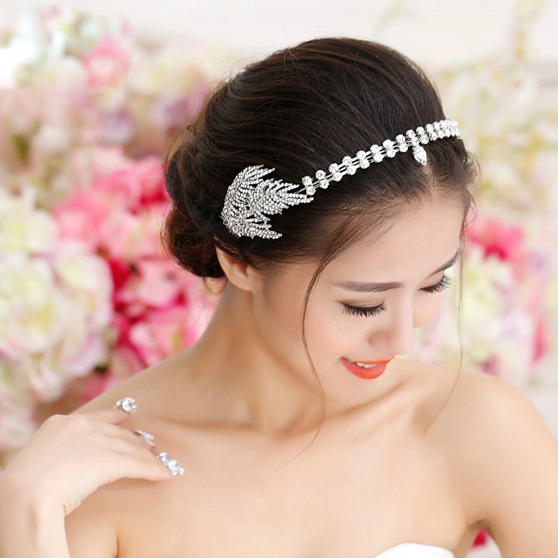 Luxury Antique Wedding Jewelry Leaf Crystal Tiaras Bridal Rhinestone Hair Hoop Accessories