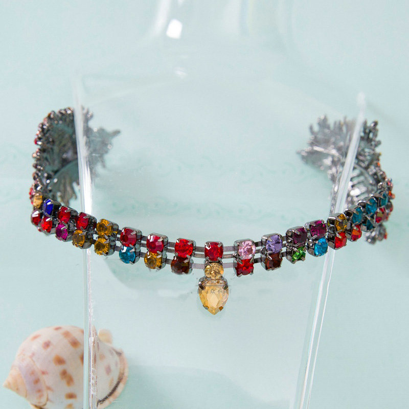 Luxury Antique Wedding Jewelry Red Leaf Crystal Tiaras Bridal Rhinestone Hair Hoop Accessories