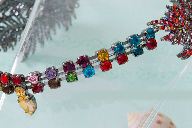 Luxury Antique Wedding Jewelry Red Leaf Crystal Tiaras Bridal Rhinestone Hair Hoop Accessories