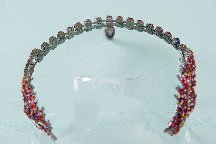 Luxury Antique Wedding Jewelry Red Leaf Crystal Tiaras Bridal Rhinestone Hair Hoop Accessories