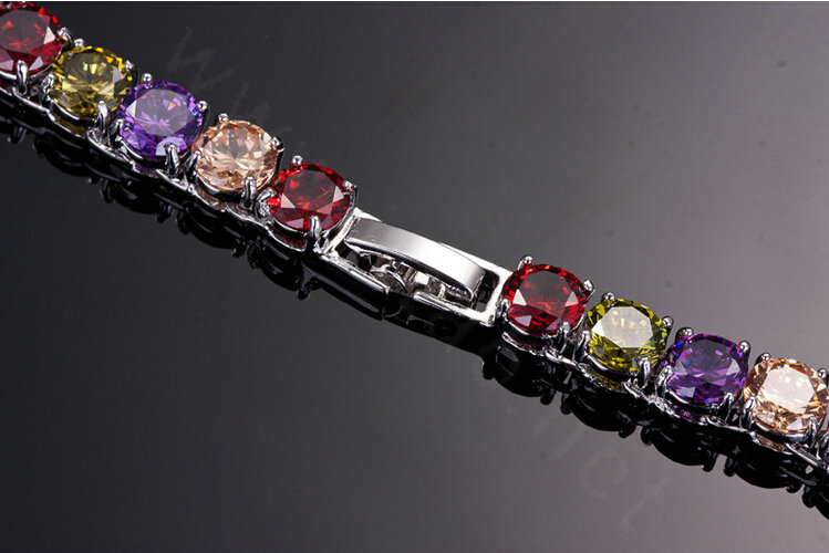 Luxury Banquet Wedding Jewelry Sets Multicolor Diamond Stud Earrings & Bridal Zircon Statement Necklace