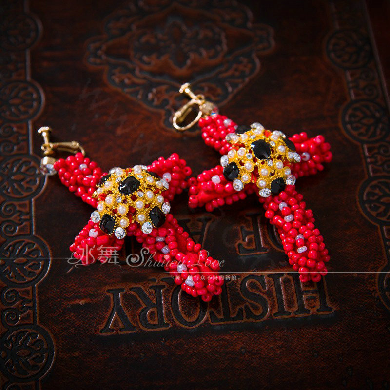 Luxury Baroque Wedding Jewelry Sets Crystal Gem Red Cross Bridal Rhinestone Tiara & Earrings