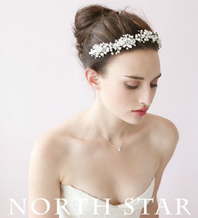 Luxury Beaded Crystal Hair Vine Flower Pearl Hairwear Bridal Wedding Hair Hoop Accessories