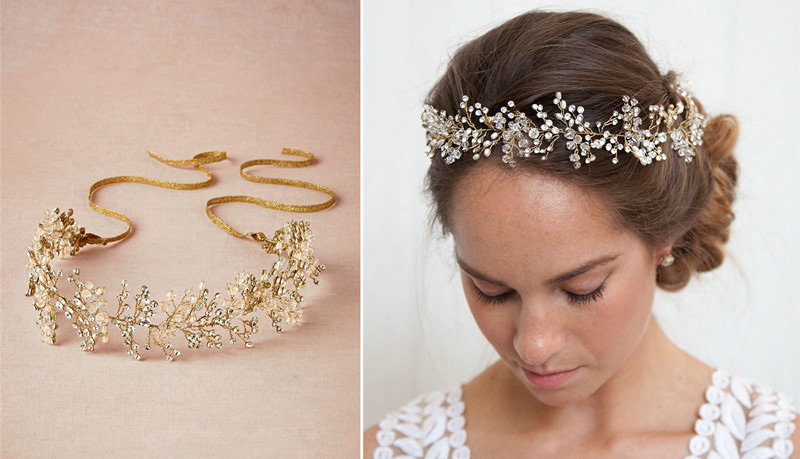 Luxury Beaded Crystal Hair Vine Pearl Gold Hair Band  Bridal Wedding Hair Hoop Accessories