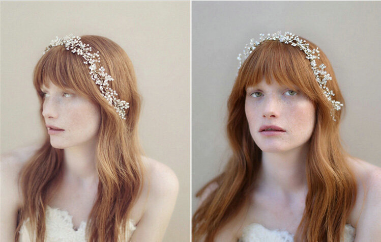 Luxury Beaded Crystal Hair Vine Pearl Silver Hair Band  Bridal Wedding Hair Hoop Accessories