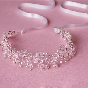 Luxury Beaded Crystal Hair Vine Pearl Silver Hair Band  Bridal Wedding Hair Hoop Accessories