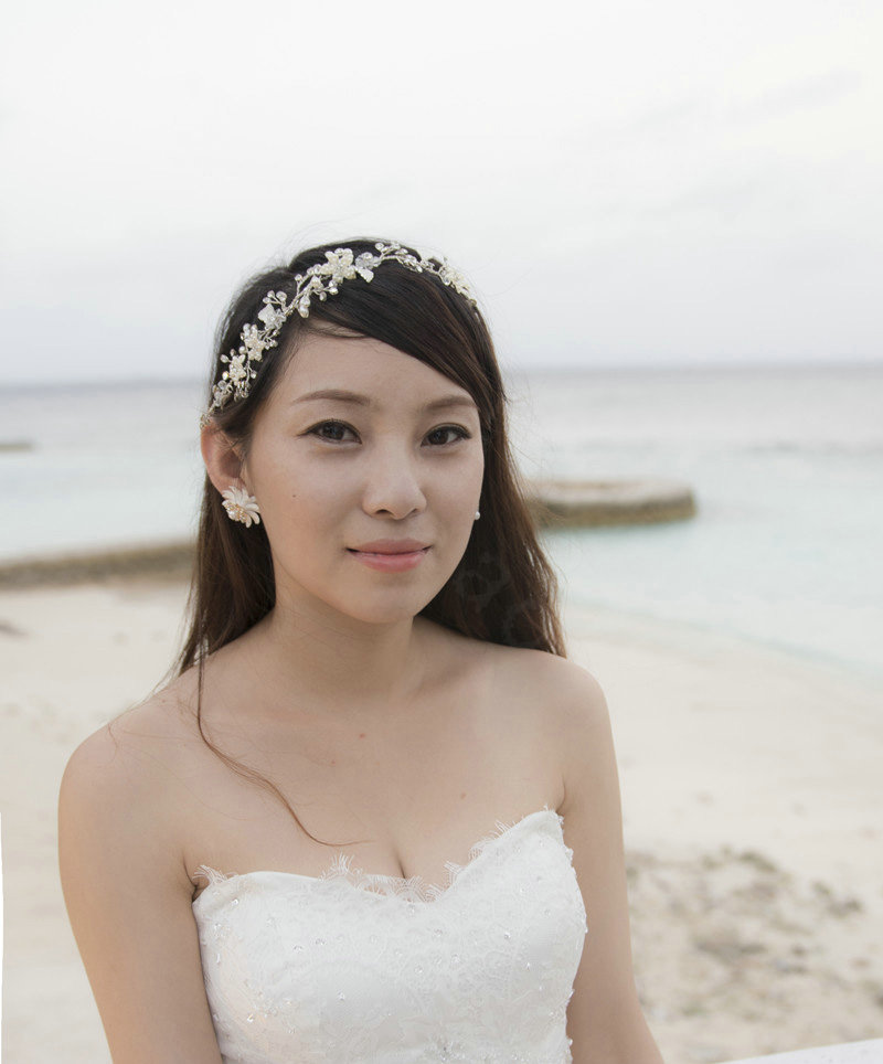 Luxury Beaded Silver Blossom Hair Vine Crystal Flower Hairwear Bridal Wedding Hair Band Accessories