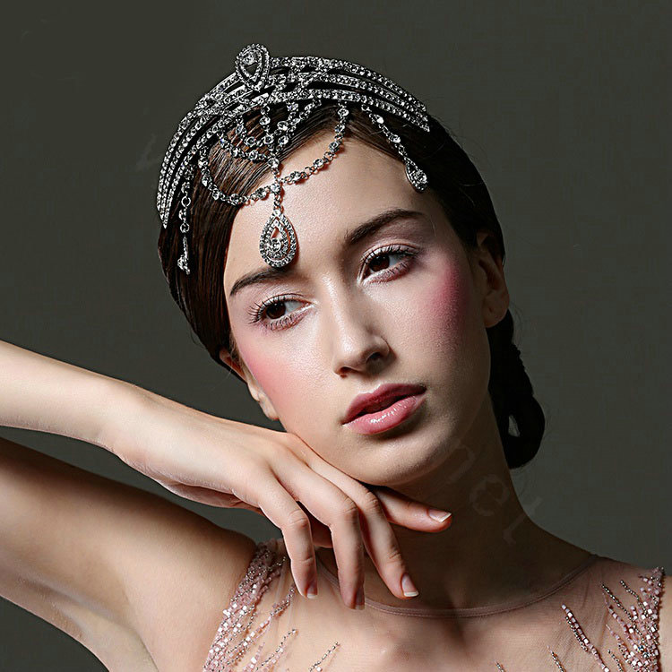 Luxury Classic European Wedding Jewelry Crystal Tassel Tiaras Bridal Crown Rhinestone Hair Accessories