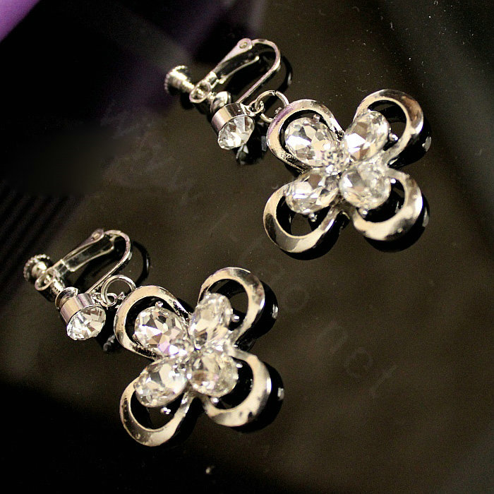 Luxury Classic Wedding Banquet Jewelry Sets Flower Crystal Tiara & Earrings & Bridal Necklace
