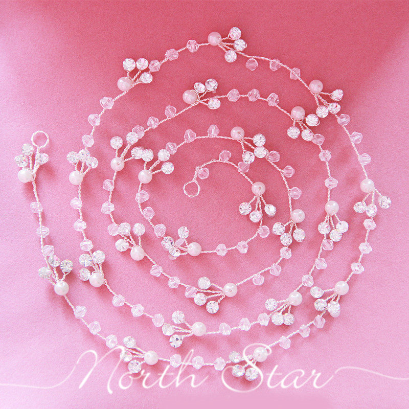Luxury Elegant Beaded Crystal Hair Band Pearl Silver Bridal Wedding Hair Hoop Accessories