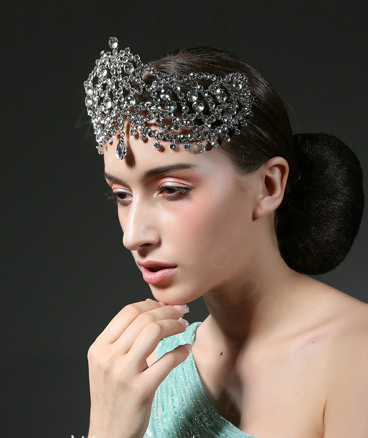 Luxury European Wedding Jewelry Flower Crystal Large Tiaras Bridal Crown Rhinestone Hair Accessories