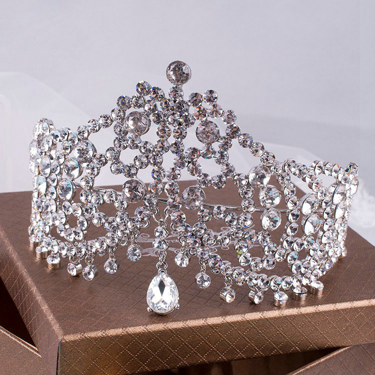 Luxury European Wedding Jewelry Flower Crystal Large Tiaras Bridal Crown Rhinestone Hair Accessories
