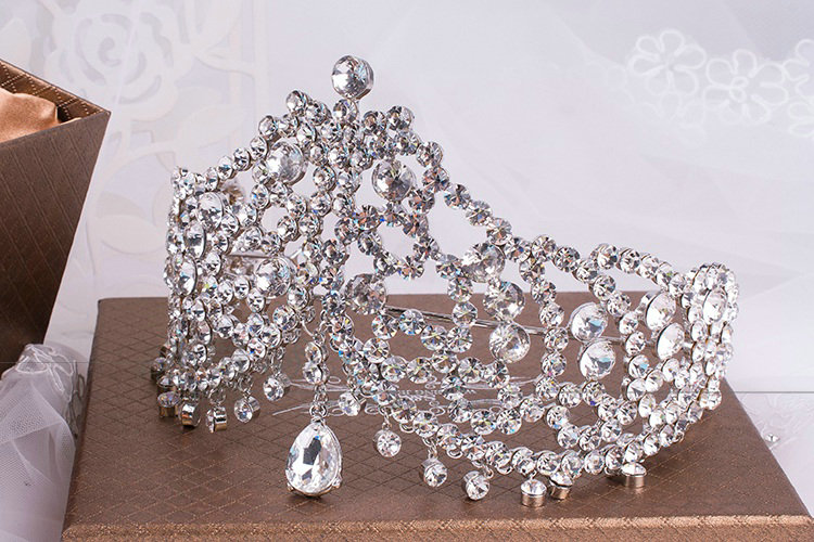 Luxury European Wedding Jewelry Flower Crystal Large Tiaras Bridal Crown Rhinestone Hair Accessories
