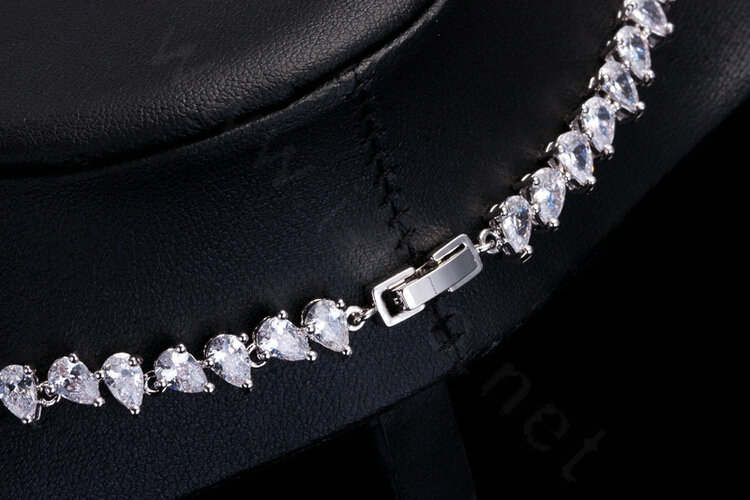 Luxury Evening Party Wedding Jewelry Sets Flower Stud Earrings & Bridal Zircon Statement Necklace