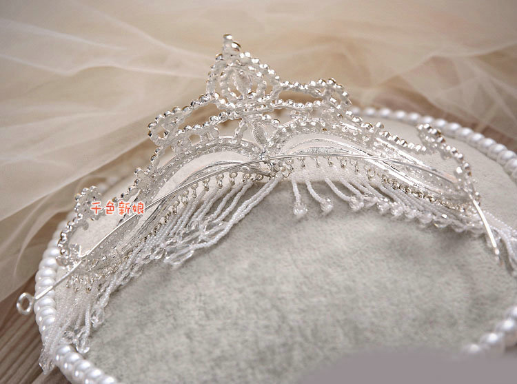 Luxury Fashion Wedding Jewelry Crystal Beads Tassel Large Tiaras Bridal Crown Rhinestone Hair Accessories
