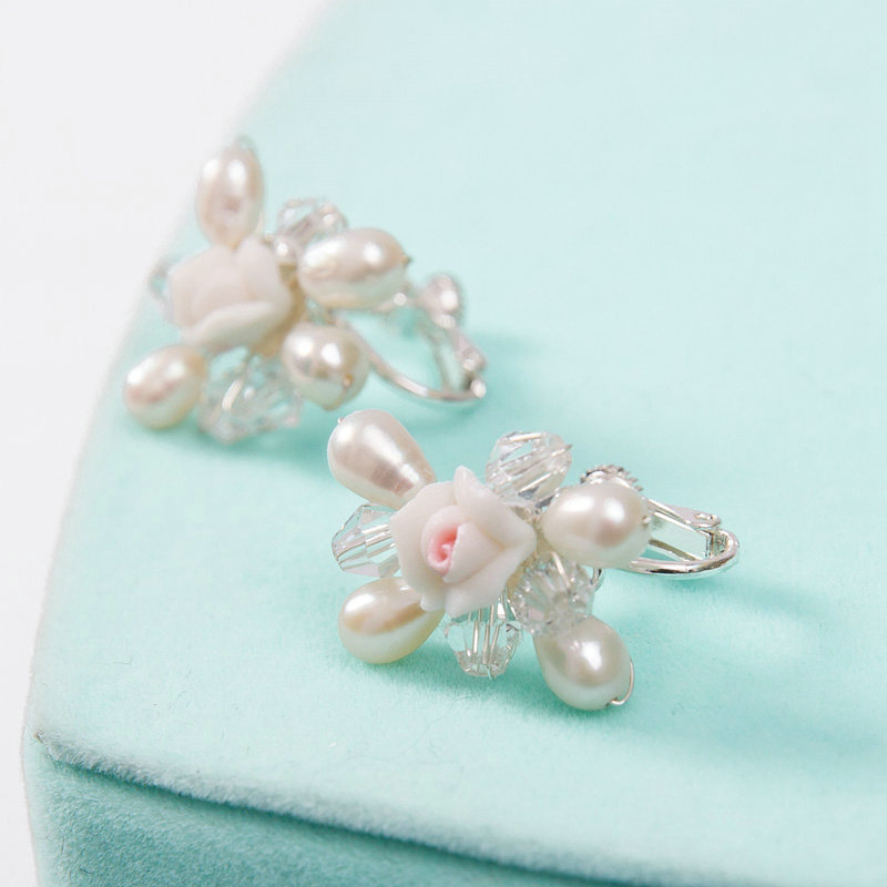 Luxury Fashion Wedding Jewelry Sets Pearl Flower by hand Crystal Bead Earrings & Bridal Necklace