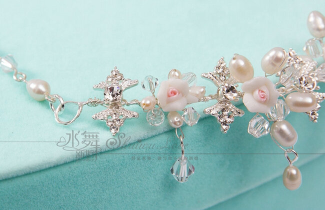 Luxury Fashion Wedding Jewelry Sets Pearl Flower by hand Crystal Bead Earrings & Bridal Necklace