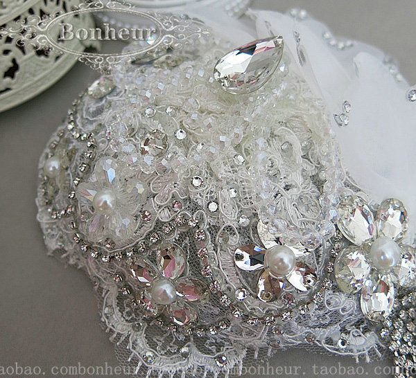 Luxury Pearl Crystal Bridal Hairwear Lace Flower Tassel Hair Headband Wedding Hair Accessories