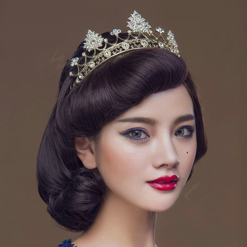 Luxury Retro Wedding Jewelry Crystal Mountain Tiaras Bridal Crown Rhinestone Hair Hoop Accessories