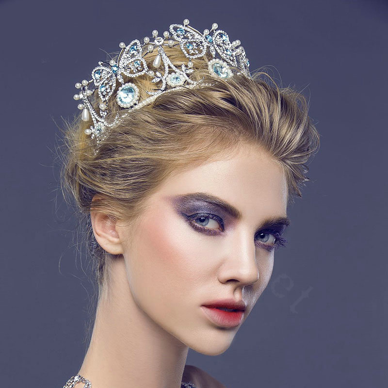 Luxury Retro Wedding Jewelry Crystal Pearl Butterfly Tiaras Bridal Crown Rhinestone Hair Accessories
