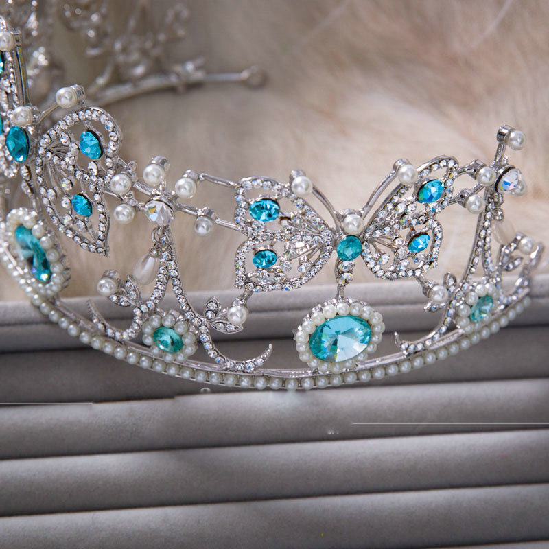 Luxury Retro Wedding Jewelry Crystal Pearl Butterfly Tiaras Bridal Crown Rhinestone Hair Accessories