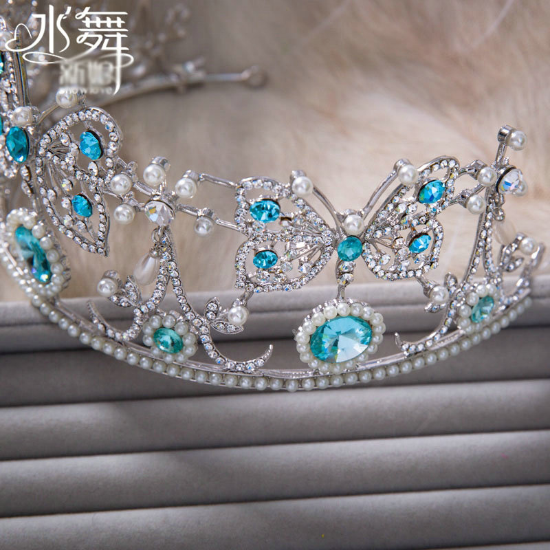 Luxury Retro Wedding Jewelry Crystal Pearl Butterfly Tiaras Bridal Crown Rhinestone Hair Accessories