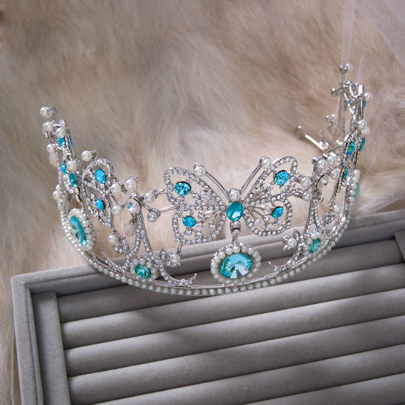 Luxury Retro Wedding Jewelry Crystal Pearl Butterfly Tiaras Bridal Crown Rhinestone Hair Accessories