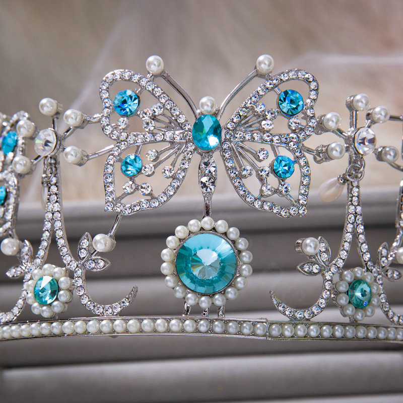 Luxury Retro Wedding Jewelry Crystal Pearl Butterfly Tiaras Bridal Crown Rhinestone Hair Accessories