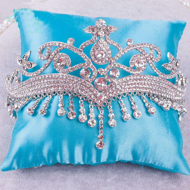 Luxury Retro Wedding Jewelry Flower Crystal Large Tassel Tiaras Bridal Rhinestone Crown Hair Accessories
