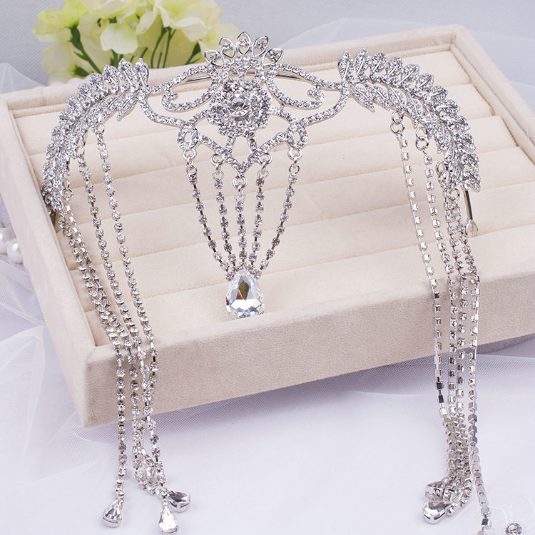 Luxury Retro Wedding Jewelry Flower Crystal Tassel Tiaras Bridal Crown Rhinestone Accessories