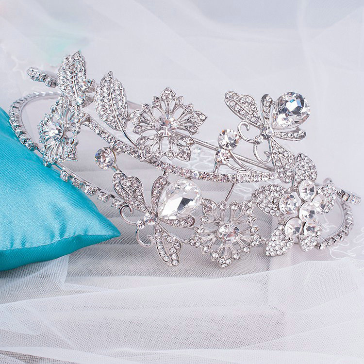 Luxury Retro Wedding Jewelry Flower Crystal Tiaras Bridal Crown Rhinestone Hair Hoop Accessories