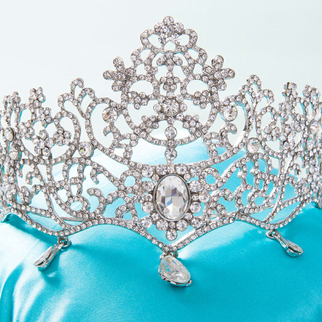 Luxury Retro Wedding Jewelry Flower Crystal Tiaras Bridal Rhinestone Pendant Crown Hair Accessories