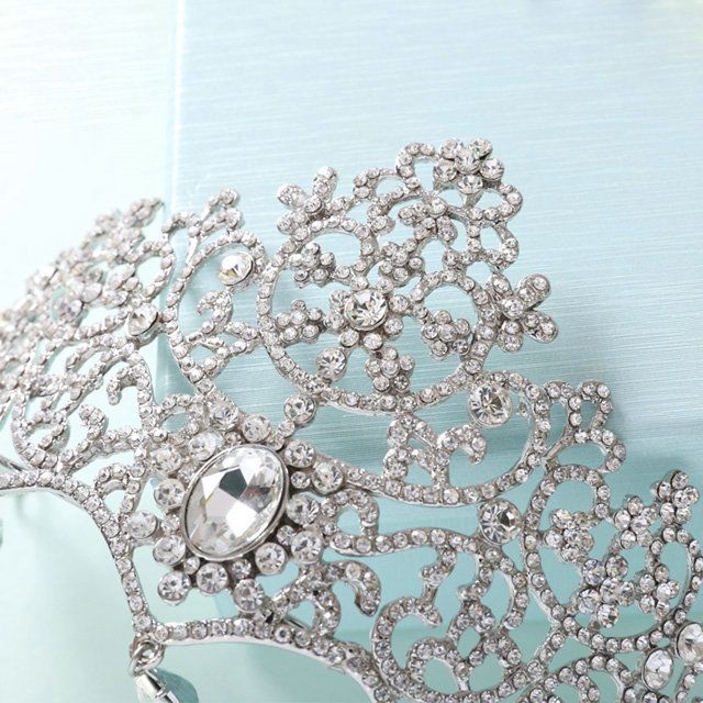 Luxury Retro Wedding Jewelry Flower Crystal Tiaras Bridal Rhinestone Pendant Crown Hair Accessories