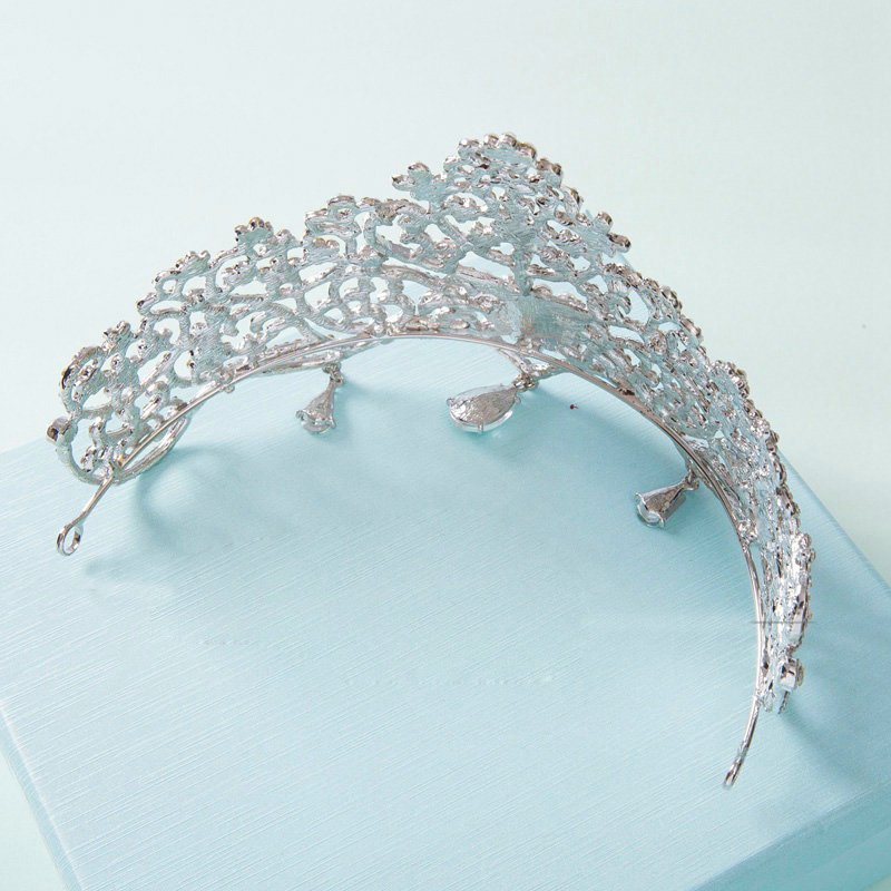 Luxury Retro Wedding Jewelry Flower Crystal Tiaras Bridal Rhinestone Pendant Crown Hair Accessories