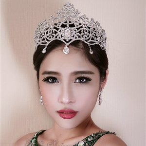 Luxury Retro Wedding Jewelry Flower Crystal Tiaras Bridal Rhinestone Pendant Crown Hair Accessories