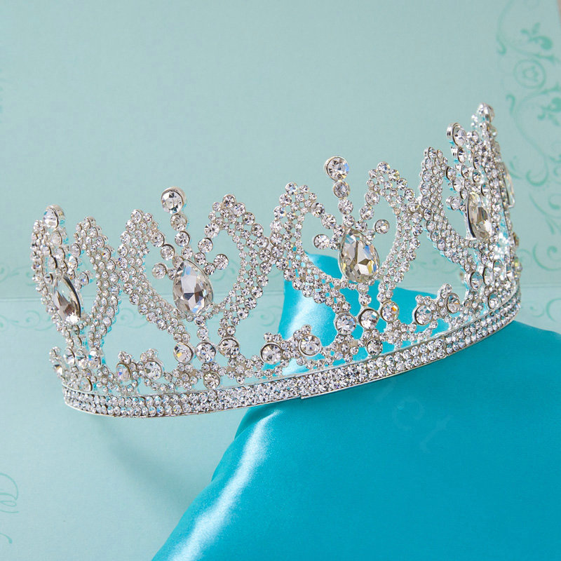 Luxury Retro Wedding Jewelry Large Crystal Tiaras Bridal Rhinestone Crown Hair Accessories