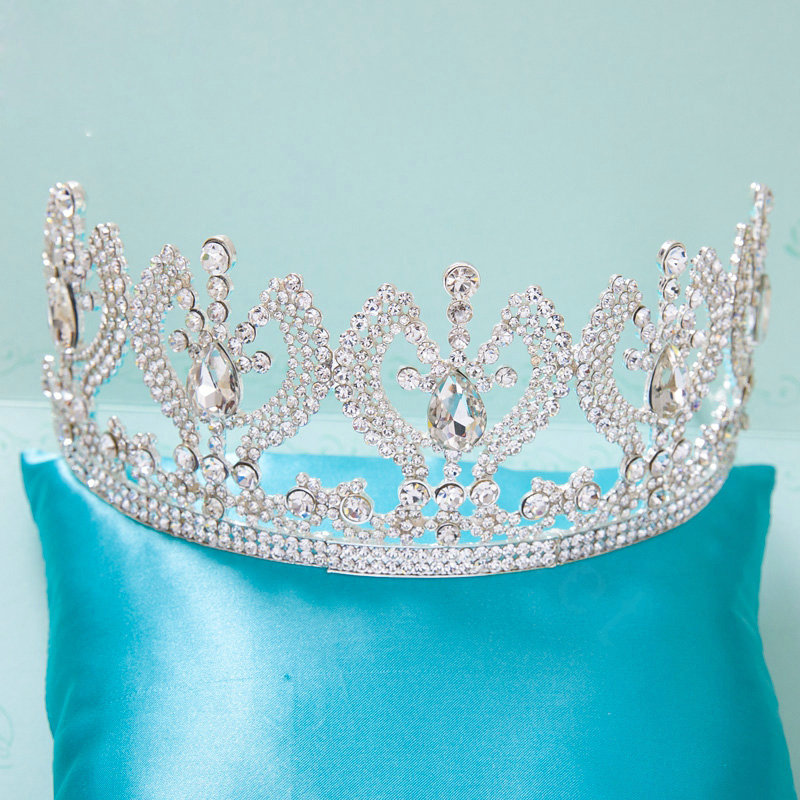 Luxury Retro Wedding Jewelry Large Crystal Tiaras Bridal Rhinestone Crown Hair Accessories