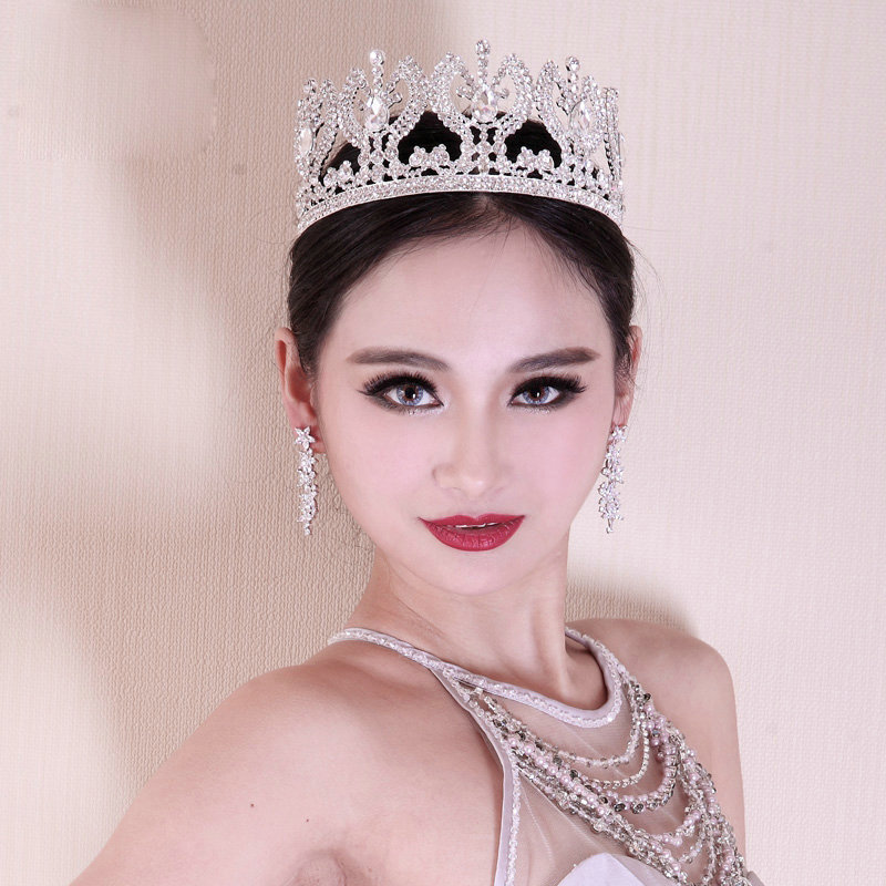 Luxury Retro Wedding Jewelry Large Crystal Tiaras Bridal Rhinestone Crown Hair Accessories