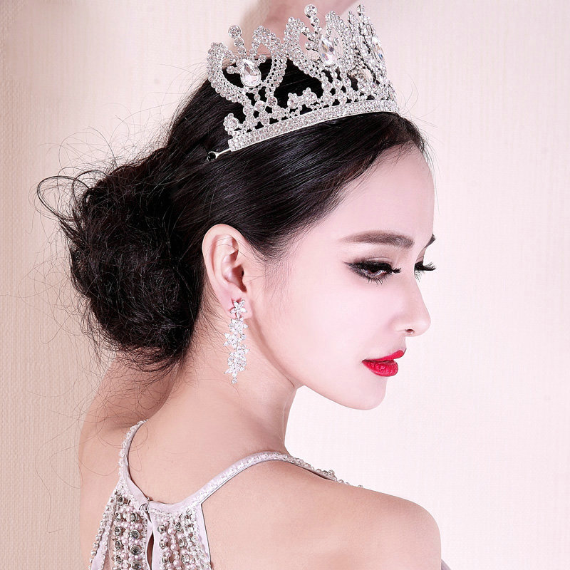 Luxury Retro Wedding Jewelry Large Crystal Tiaras Bridal Rhinestone Crown Hair Accessories