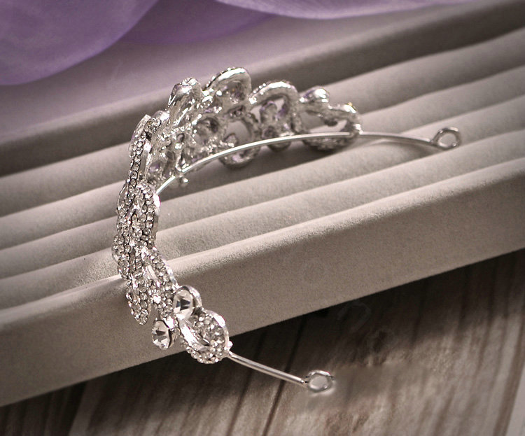 Luxury Silver plate Butterfly Wedding Bridal Clear Crystal Necklace Earrings Tiara Sets