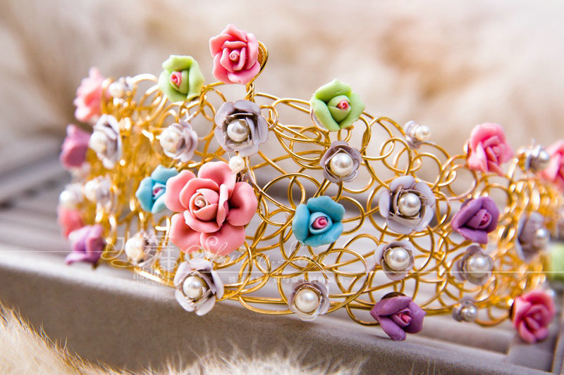 Luxury Sweet Wedding Jewelry Sets Crystal Pearl Flower Bridal Rhinestone Tiara & Earrings