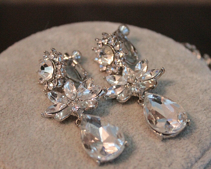 Luxury Wedding Banquet Jewelry Butterfly Flower Crystal Bridal Necklace Earrings Sets