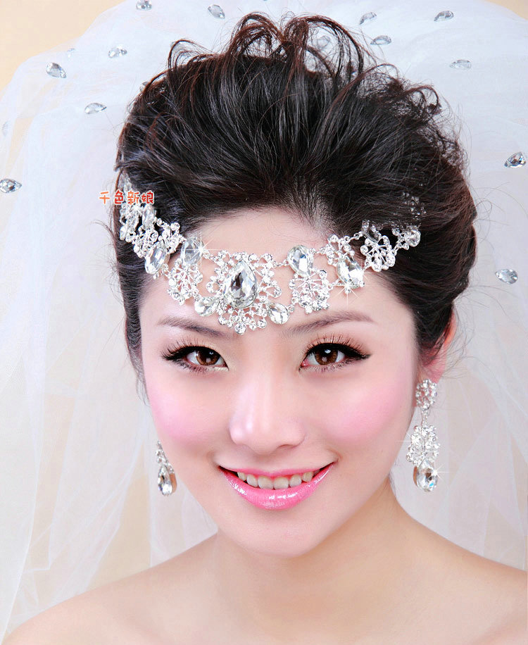 Luxury Wedding Banquet Jewelry Sets for Bridal Crystal Flower Tiara & Earrings & Necklace