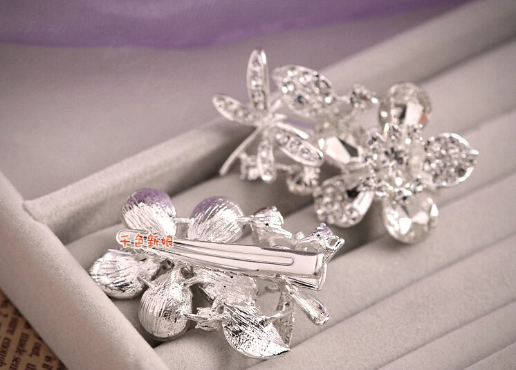 Luxury Wedding Bridal Accessories Butterfly Flower Crystal Necklace Earrings Tiara Sets