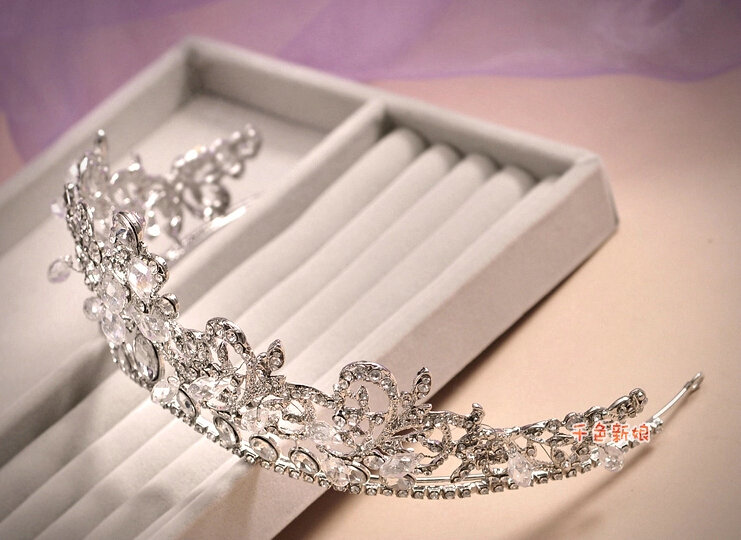 Luxury Wedding Bridal Accessories Flower Crystal Princess Tiara Necklace Earrings Sets